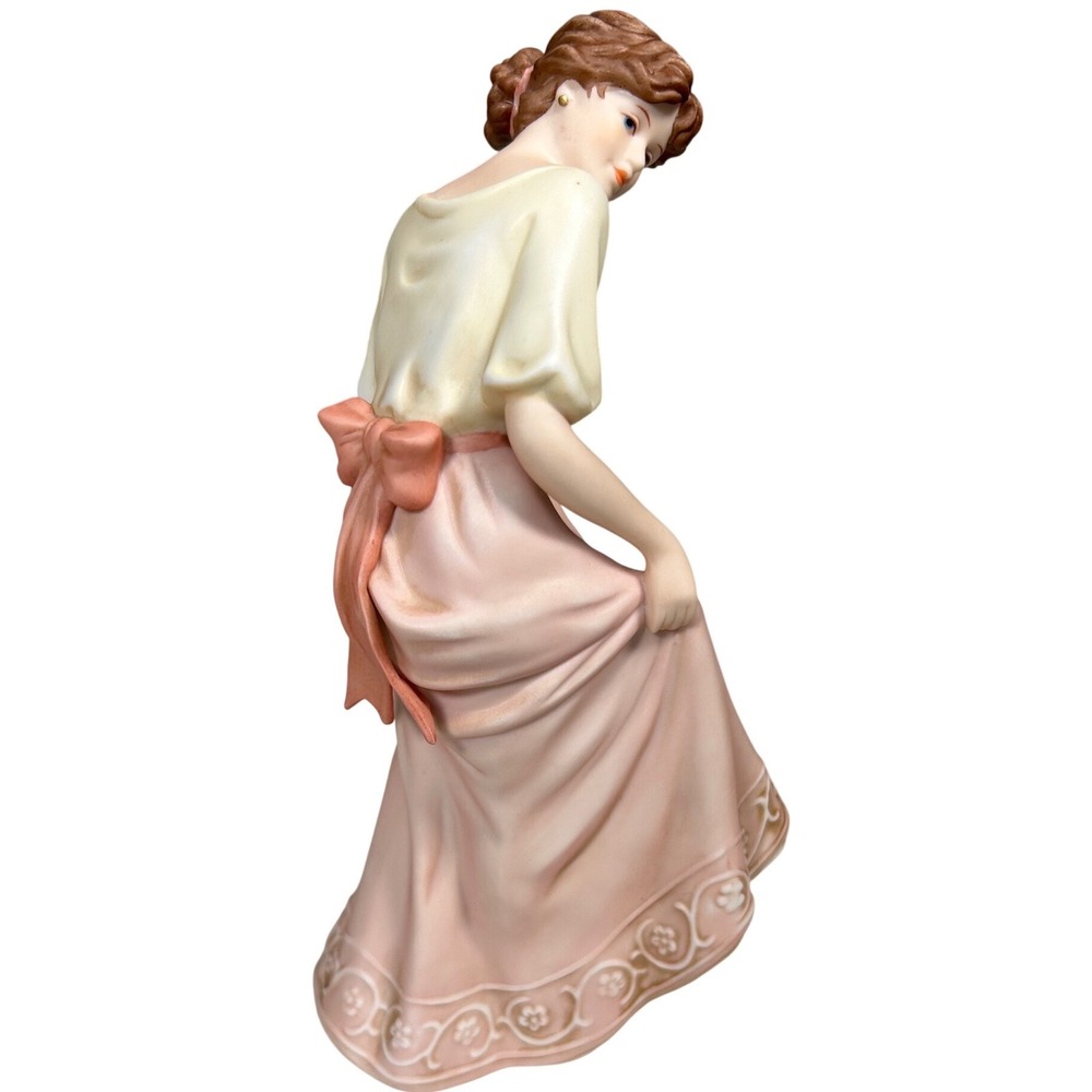 Home Interiors Pearl Porcelain Figurine Pink Cream Lady 2004 Victorian Romantic